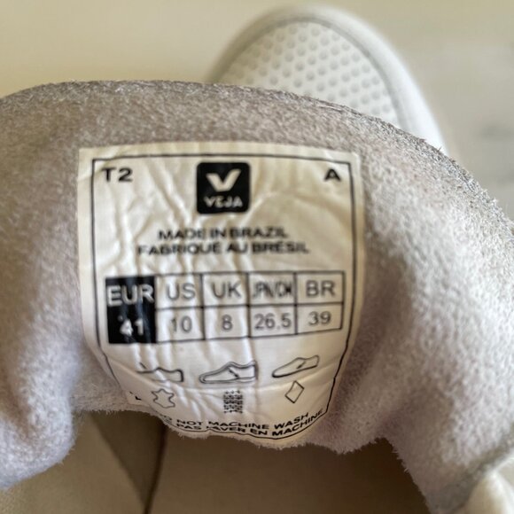 Veja Women V-10 Sneakers in white and black leather, Size 10 - Picture 10 of 10